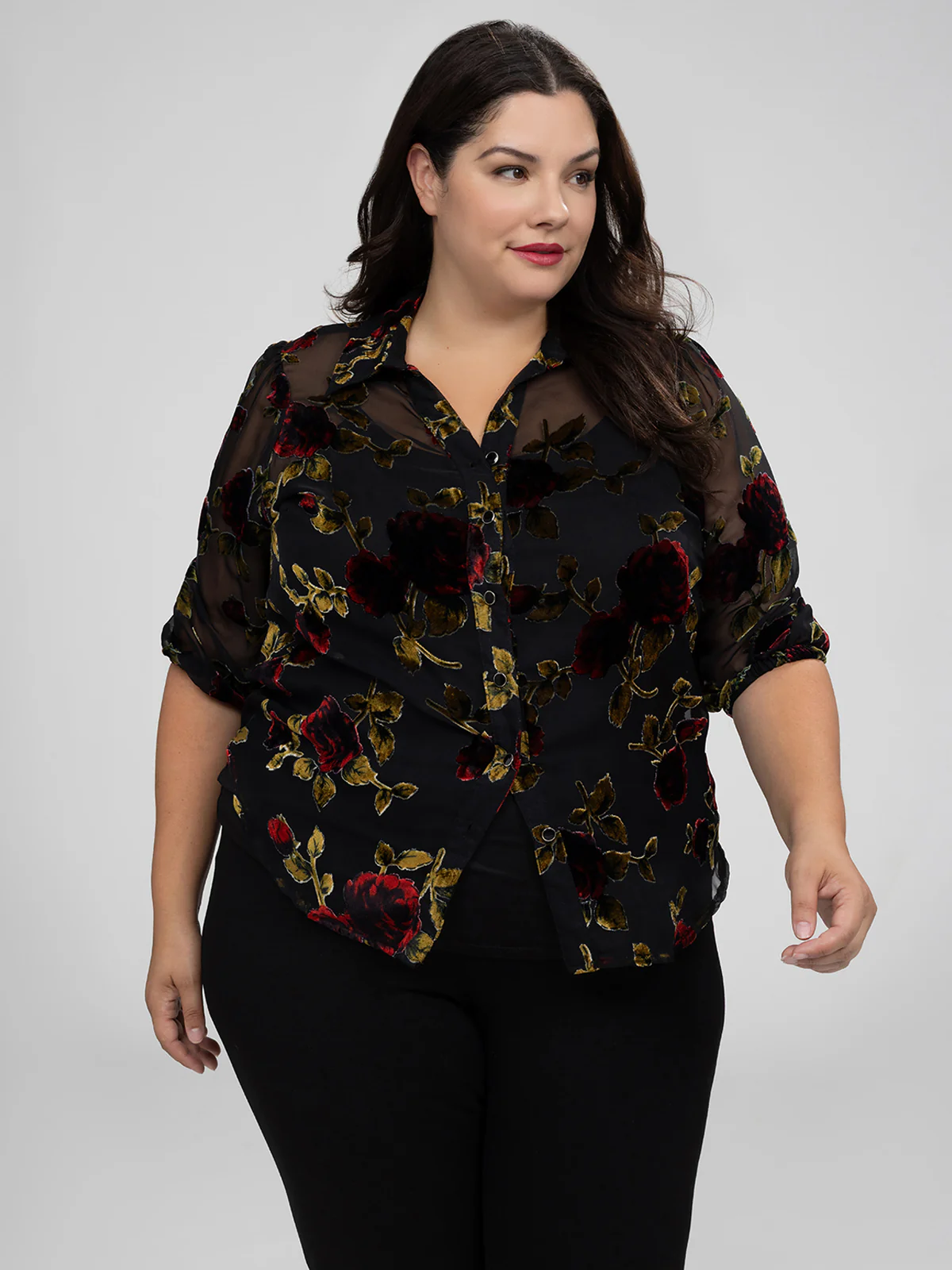 Blouse à manches 3/4 avec boutons