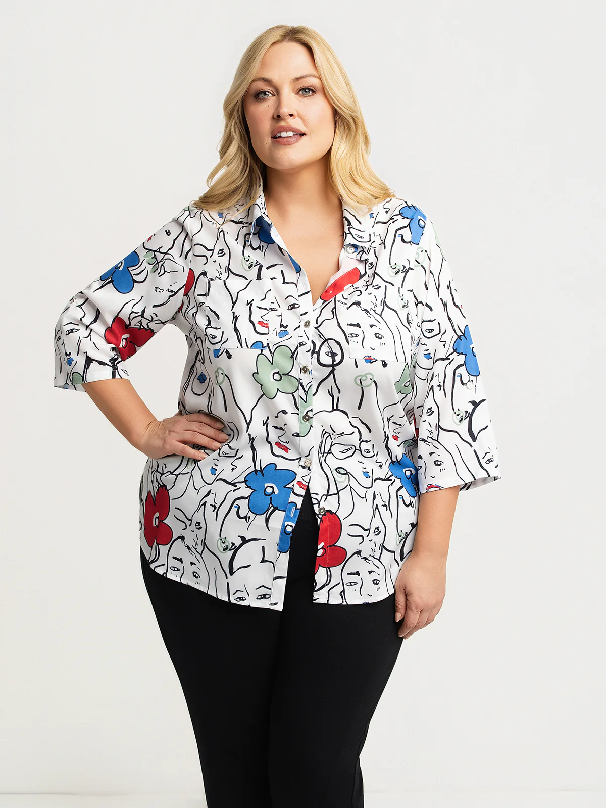 Blouse à manches 3/4 avec boutons - Image 2