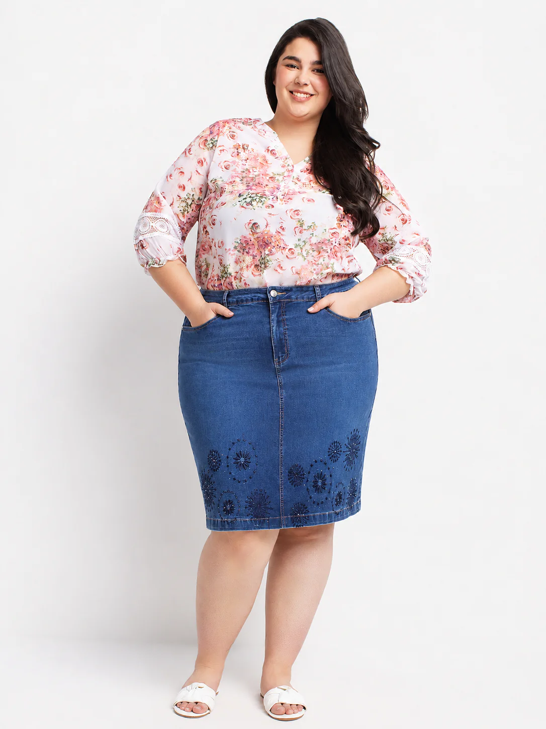 Jupe courte droite en denim - Image 4