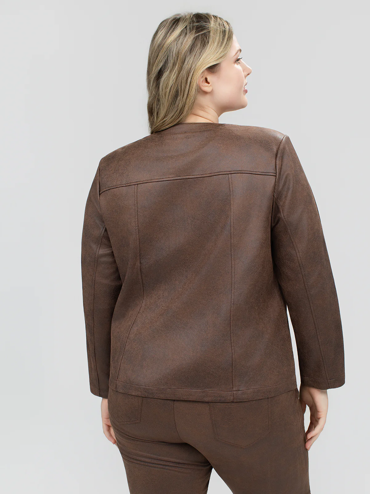 Veste écourtée ajustée en tricot à manches longues - Image 3